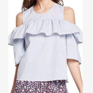 EUC BCBG Generation Cold Shoulder Top, Ruffles, Size S